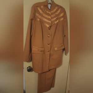 2pc Dark Gold Pants Suit Plus Size